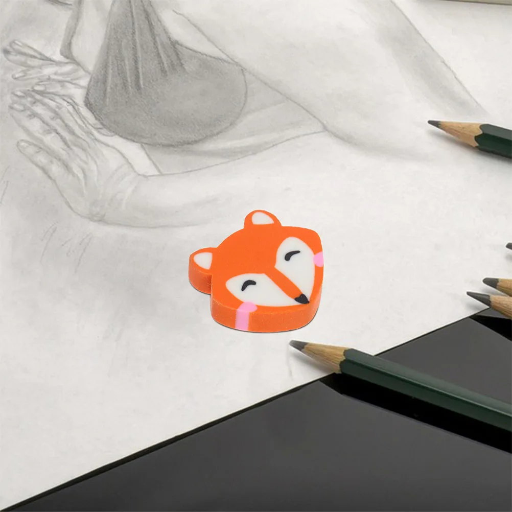 

100pcs Little Fox Eraser Soft Material Classroom Supplies Novelty Stationery Animal Shaped Fall Party Favors Student Gifts