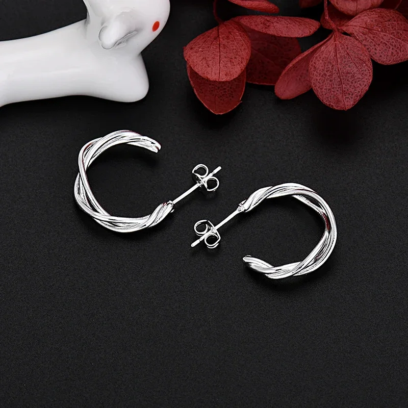 Pendientes en espiral de lujo para mujer, moda coreana y2k, Plata de Ley 925, accesorios para fiesta y boda, joyería, regalo de Navidad