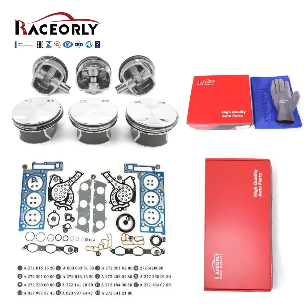 RACEORLY Head Gasket Piston Set STD For Mercedes-Benz E350 ML350 S350 M272 3.5L