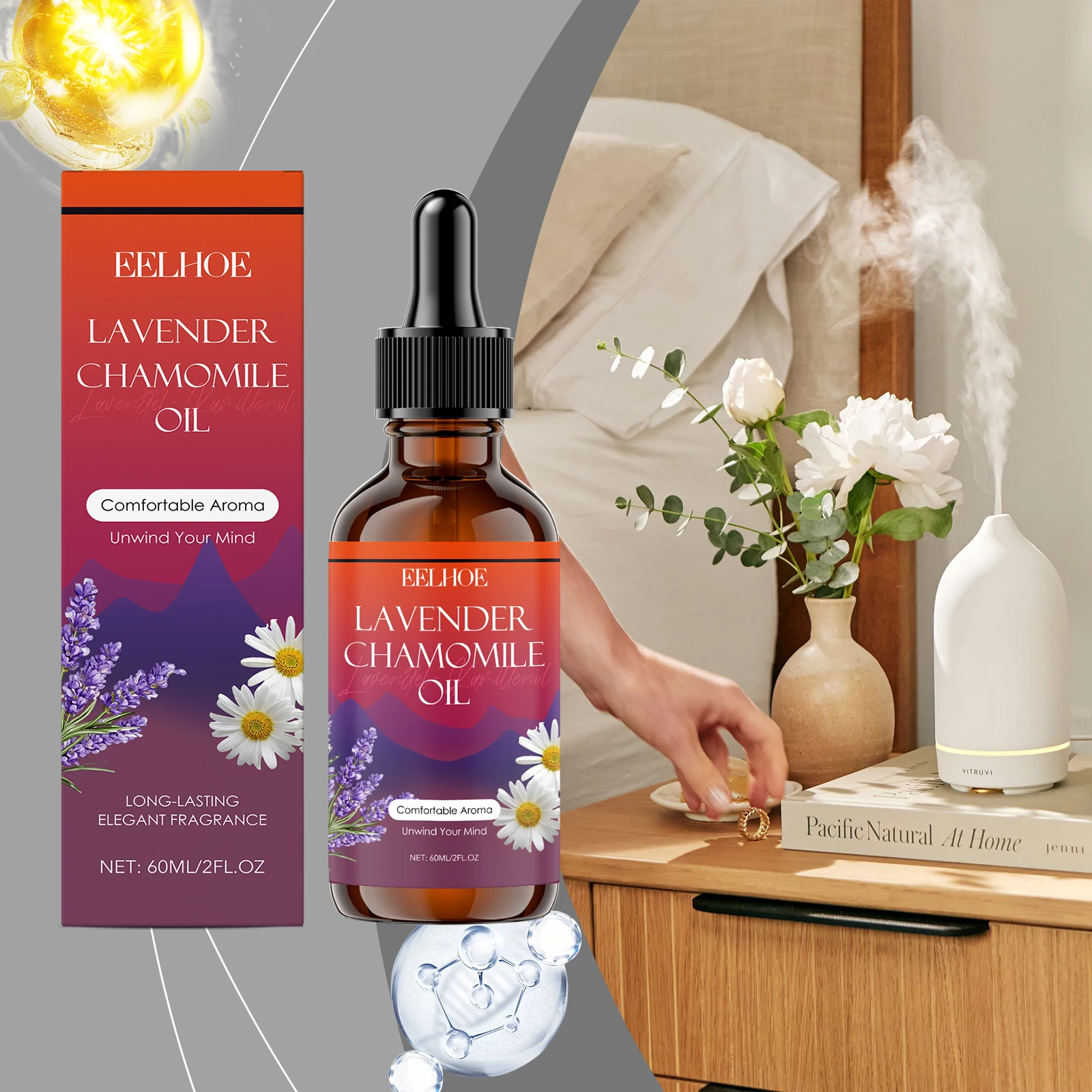 

EELHOE Chamomile Lavender Oil Sleep Improvement Stress Reliever Relax Mind Insomnia Treatment Orange Clove Oil Lemongrass Oil