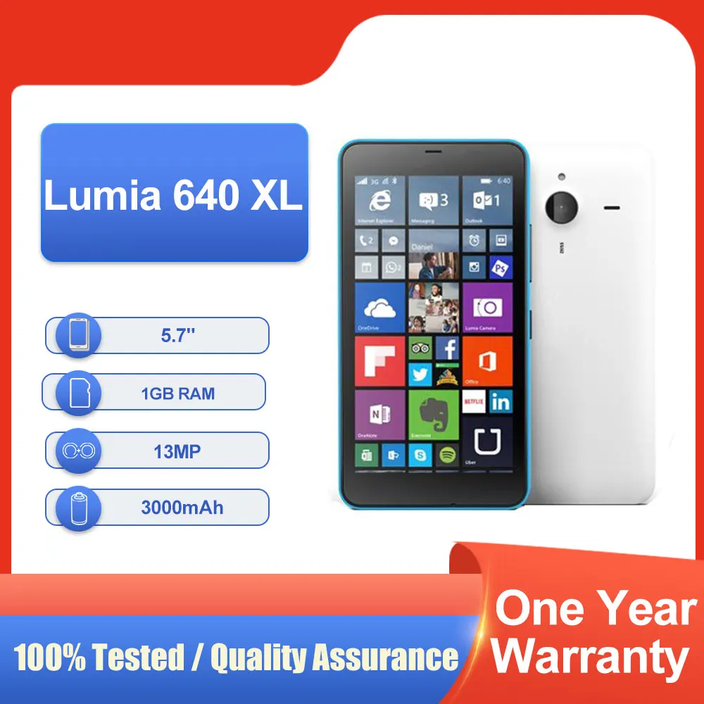 الأصلي مقفلة Lumia 640 XL واحد/مزدوج سيم بلوتوث 5.7 "3000mAh مكبر الصوت شحن سريع الهاتف المحمول في حالة جيدة