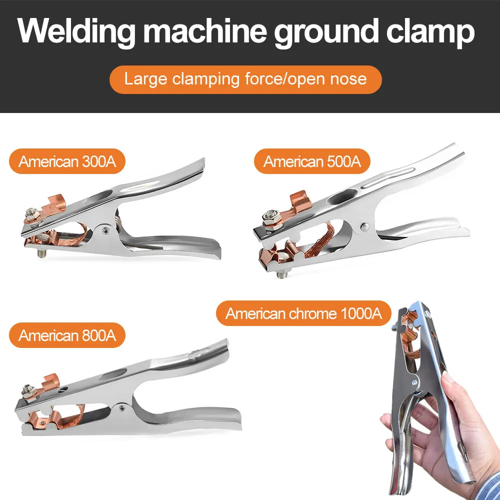 4Pcs/SMLXL/Set 300 500 800 1000 Amp Welding Ground Clamp Welding Ground Suitable for MIG MMA TIG ARC Welder and Cutter Machine