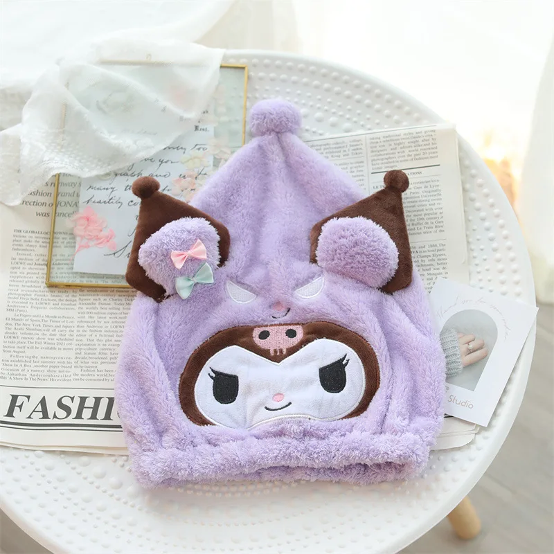 Miniso Toy Sanrio Dry Hair Cap Cartoon Melody Kuromi Yugui Dog Transformation Shower Cap Absorbent Towel