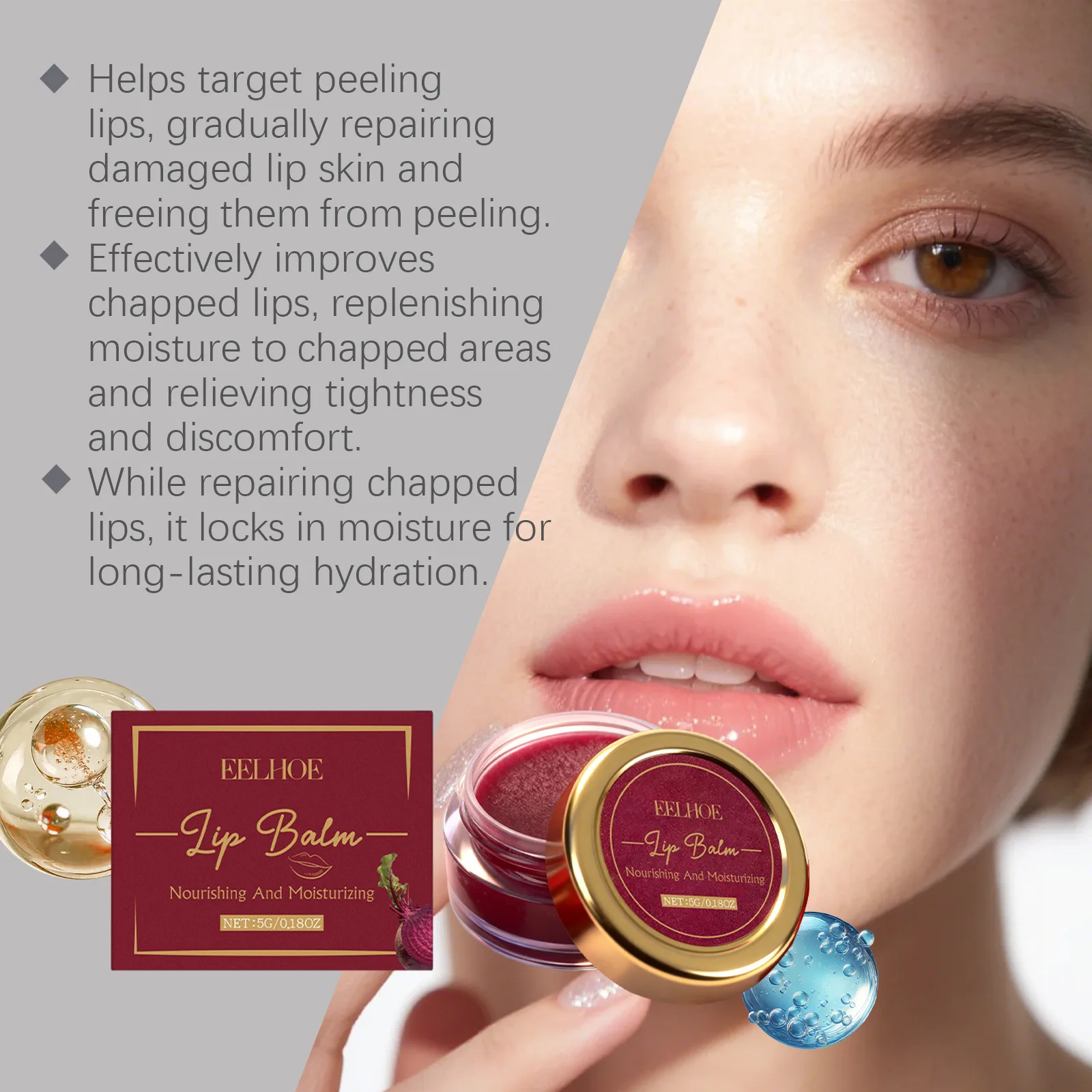 

EELHOE Lip Moisturize Cream lasting hydration Relieve dryness Prevent cracking Repair damage Brighten luster Lip Soothing Cream