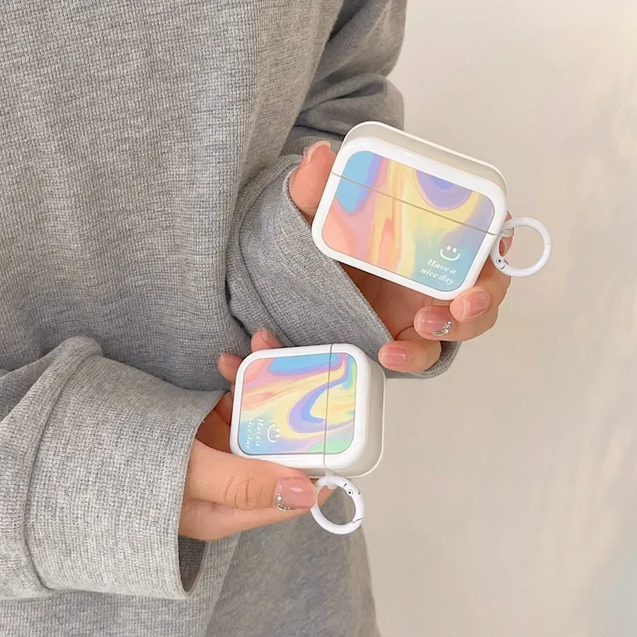 Capa colorida do arco-íris para Airpods Pro, Silicone TPU Case, Fone de ouvido, Airpods 2, 3 Pro, Airpods 2, 3