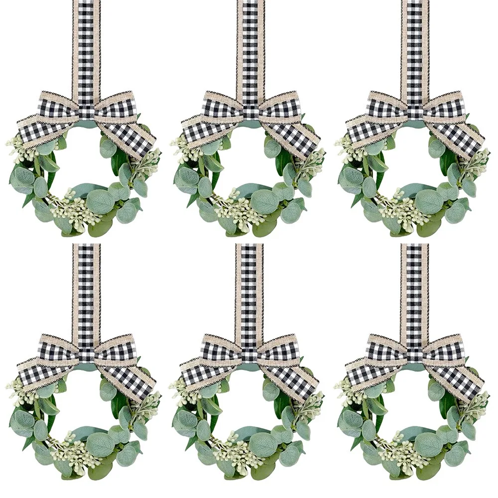 

Набор из 6 мини-венков в стиле фермерского дома для входной двери, искусственные венки для кухонных шкафов, декор для входной двери, крыльца, стен и окон