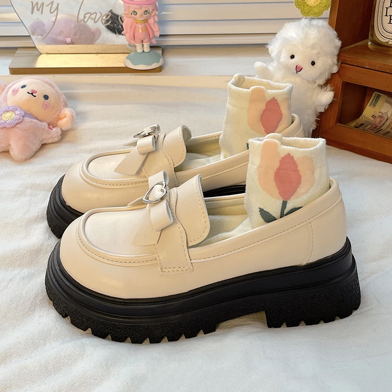 Chunky Loafers Women Lolita Mary Jane loafers Shoes For Woman Spring Platform Ladies Loafers Vintage Soft Slip On Oxford Shoes