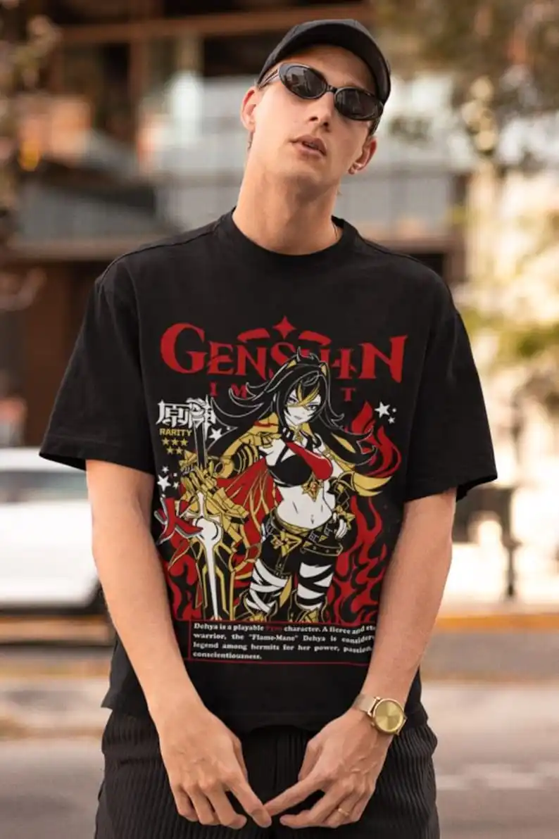 Dehya Genshin Impact Aesthetic Anime Vaporwave Unisex Heavy Cotton Tee