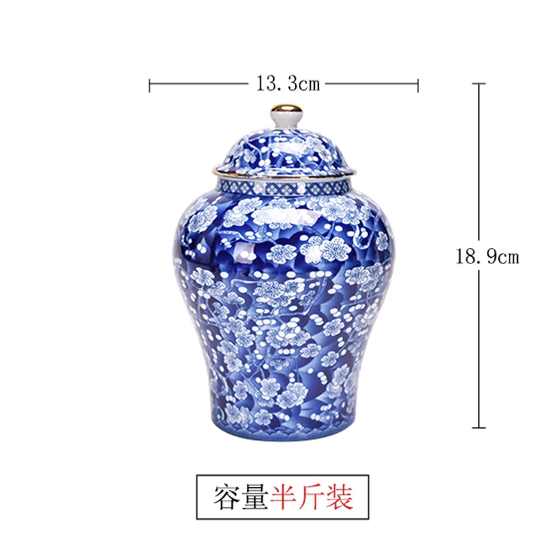 Blue and White Porcelain General Cans Tea Cans Empty Gift Box Tea Containers Ceramic Chinese Tea Cans Large Home Decor Modern