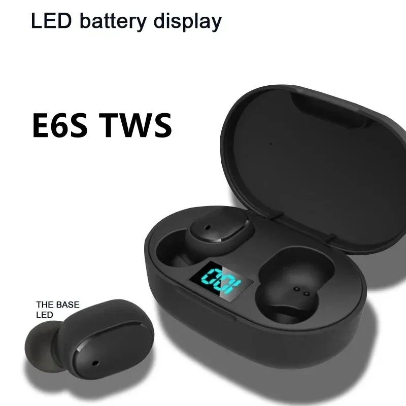 New E6S 9D Wireless Bluetooth Headset 5.2 Bluetooth Earphones TWS Music Calling Earplugs with Charging Case for All Smartphones