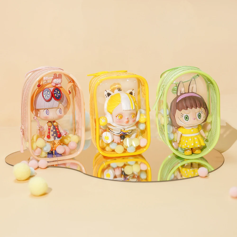 Transparente Thicken Dolls Bags, Bolsa de armazenamento, PVC Dust-proof Display Bags, Mystery Box, Keychain Wallet Bag, Pendant Bag, Frete Grátis