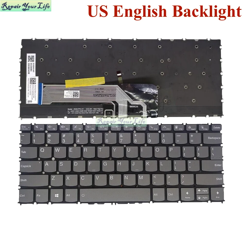 US English Backlit Keyboard for Lenovo ThinkBook 13s Gen 2 G2ITL 20V9 G2ARE 20WC Backlight Black New