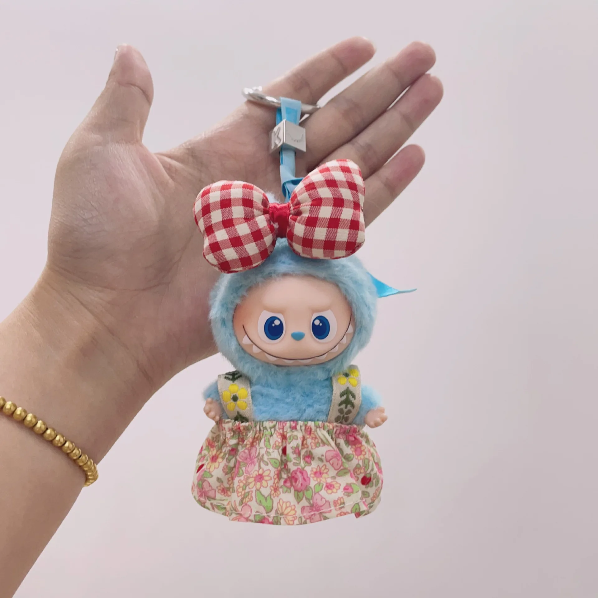 

4th Gen Mini Labubu Floral Strapless Dress, Pink Bow Accent Changeable Outfit for 10cm Vinyl Doll (Clothing Only)