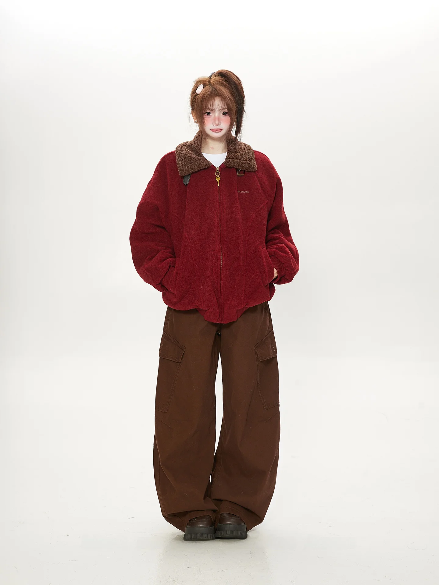 

American Retro Thiened Woolen Coat Women's Loose Sle Winter Jaet Cotton Clothes for Couples Commute Korean Version