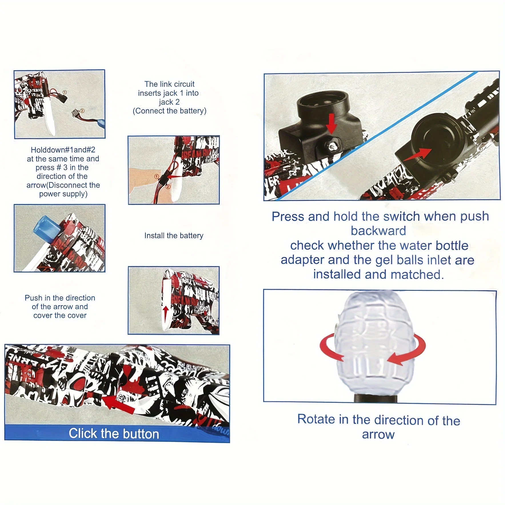 AWM Mini elektrische blaster, 27,6 inch, hoge snelheid automatische splatterblaster met beugel, oplaadbaar splatterbalspeelgoed voor Summe