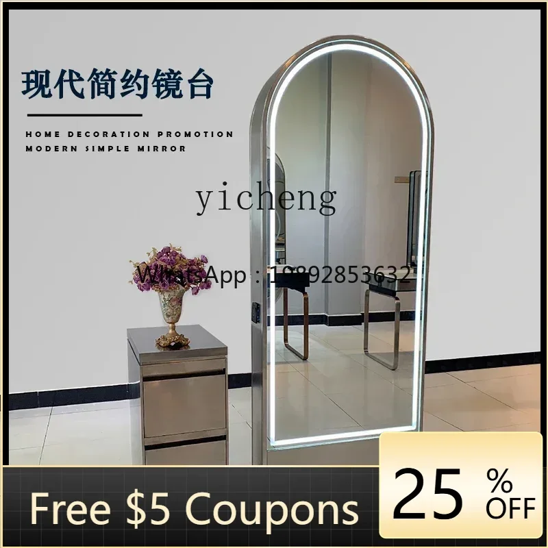 

ZZ barber shop mirror table cabinet floor-to-ceiling hairdressing mirror trendy hair salon hair cutting chair