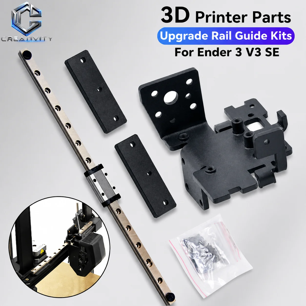 Ender3 V3 SE Linear Rail Guide Upgrade Kit X-Axis Y Axis Upgrade Kit With Backplate MGN9H 300mm Linear Rail For Ender-3 V3 SE