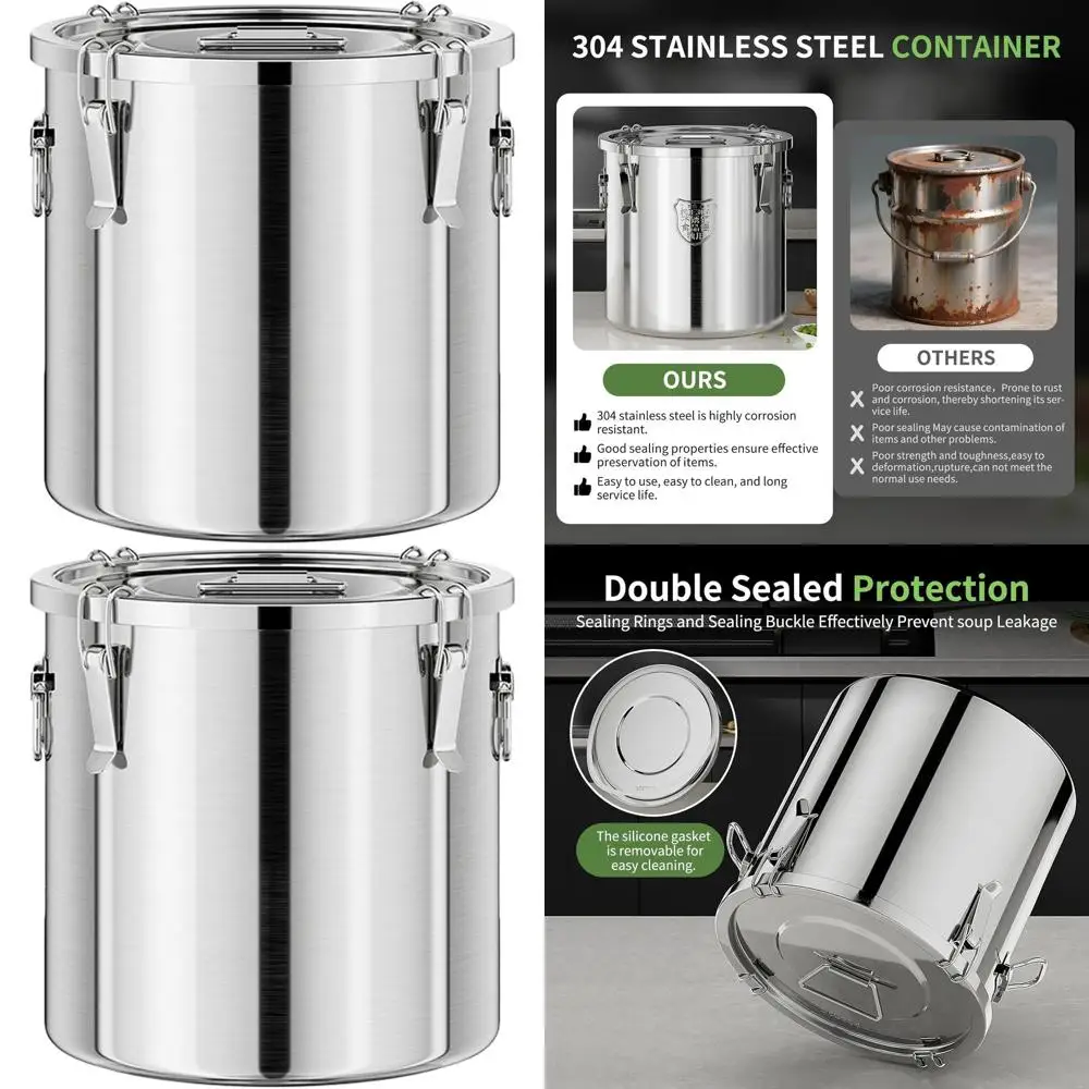 

12L Airtight Stainless Steel Food Storage Container with Lid for Flour, Rice, Coffee, Grains, and Pet Food