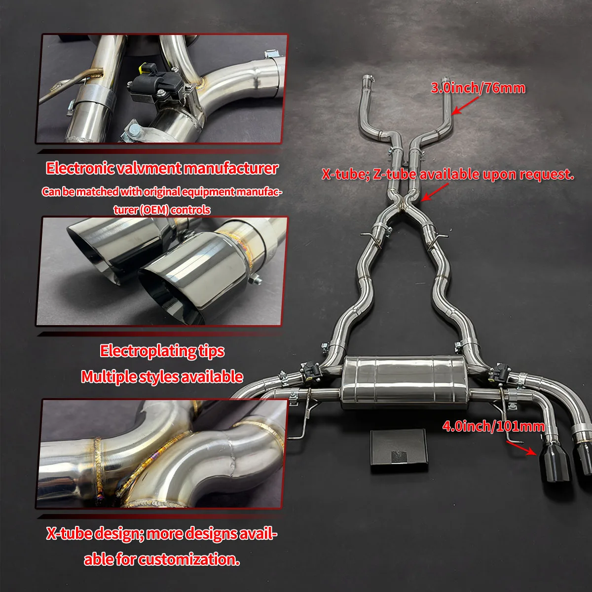X-tube stainless steel 304 valve exhaust Catback For BMW M5 F90 4.4T sports style racing car exhaust surging sound