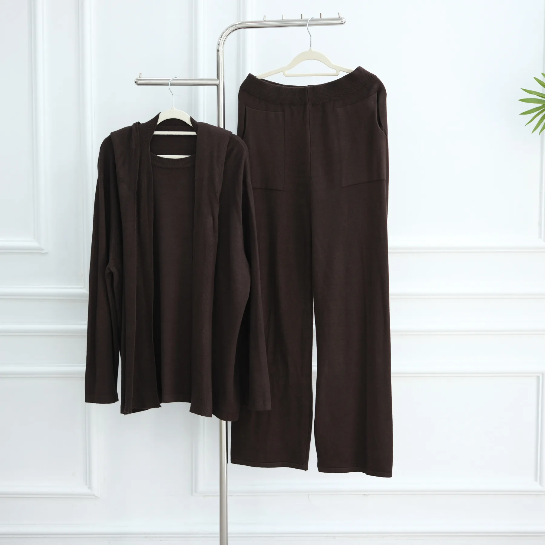 Neue muslimische Frauen gestrickt 2-teiliges Set Pullover Pullover Tops Hosenanzug Islam Hose Strickwaren Dubai Abaya Kaftan Kleid Ensembles