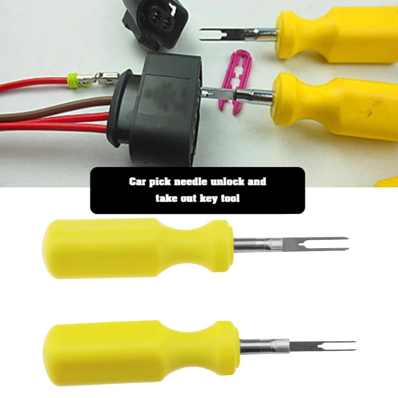 

2PCS Car Terminal Removal Tool 2mm & 3mm Wire Connector Pin Release Puller Stainless Steel Pin Extractor Dismount Repair Tool