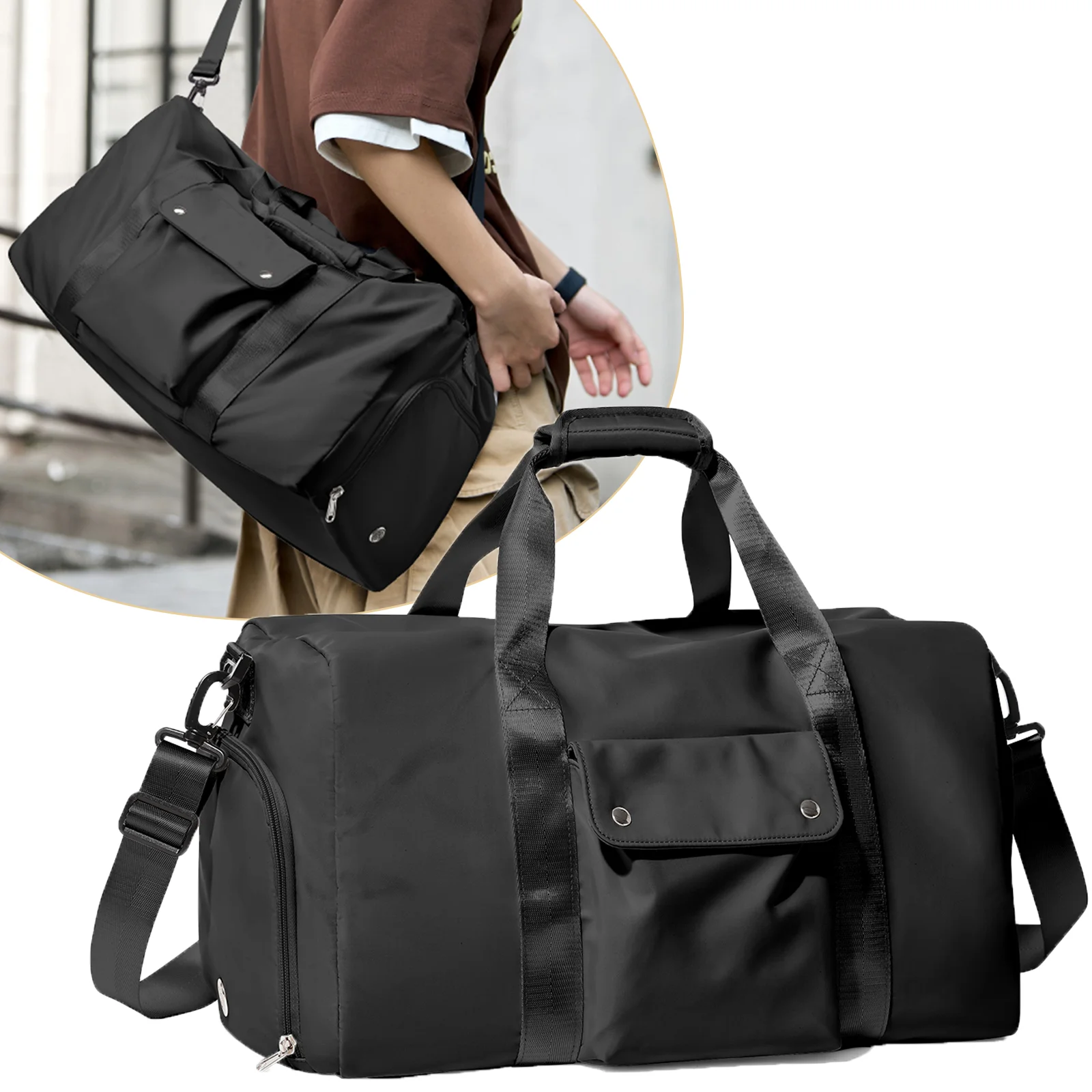 

Men Sports Fitness Bag Travel Duflle Bags Large Capacity Multifunctional Storage, Portable Weekender Travel Bags Crossbody Tote