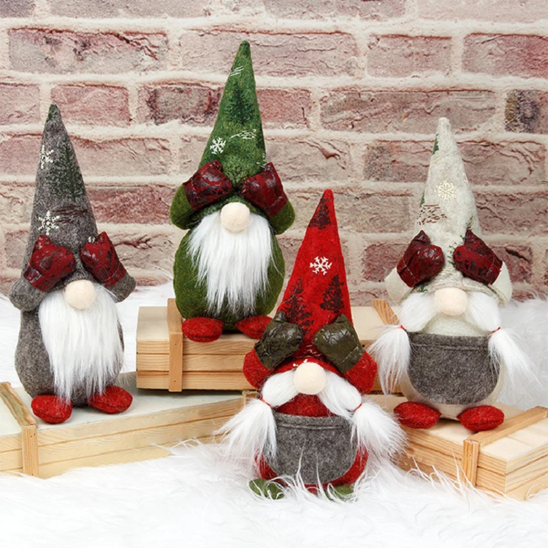 Christmas Gnomes with Eyes Covered Handmade Plush Swedish Nordic Gnomes Figurine Farmhouse Holiday Home Decoration