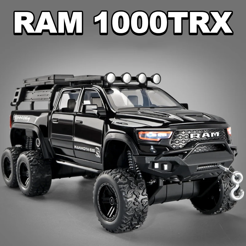 1:32 Tiranossauro Rex RAM 6X6 Pickup Truck Modelo Liga Fundida Veículo Off-Road Infantil Toy Boy Gift