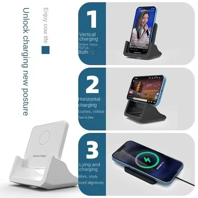 30W Vertical Wireless Charger Pad Stand Ultra-thin Mobile Phone Fast Charging Dock Station For iPhone 15 14 13 12 Samsung Xiaomi image 5