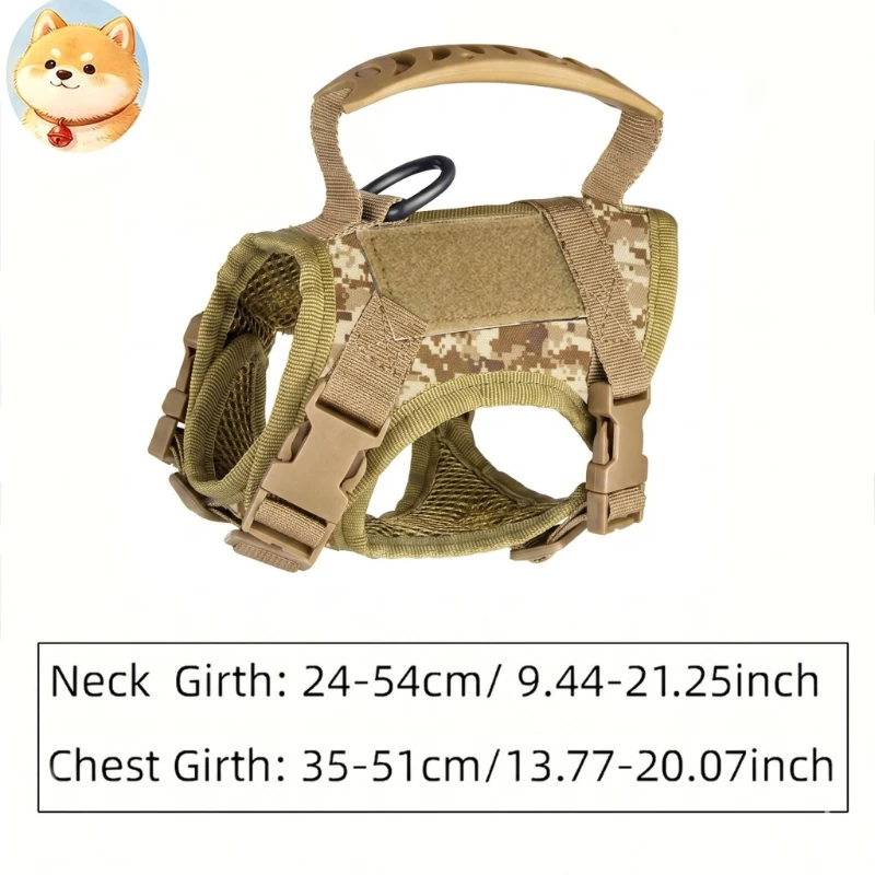 Breathable Tactical Pet Harness Vest with Retractable Leash Adjustable Chest Strap for Small Medium Dogs Cats Outdoor Use view 6