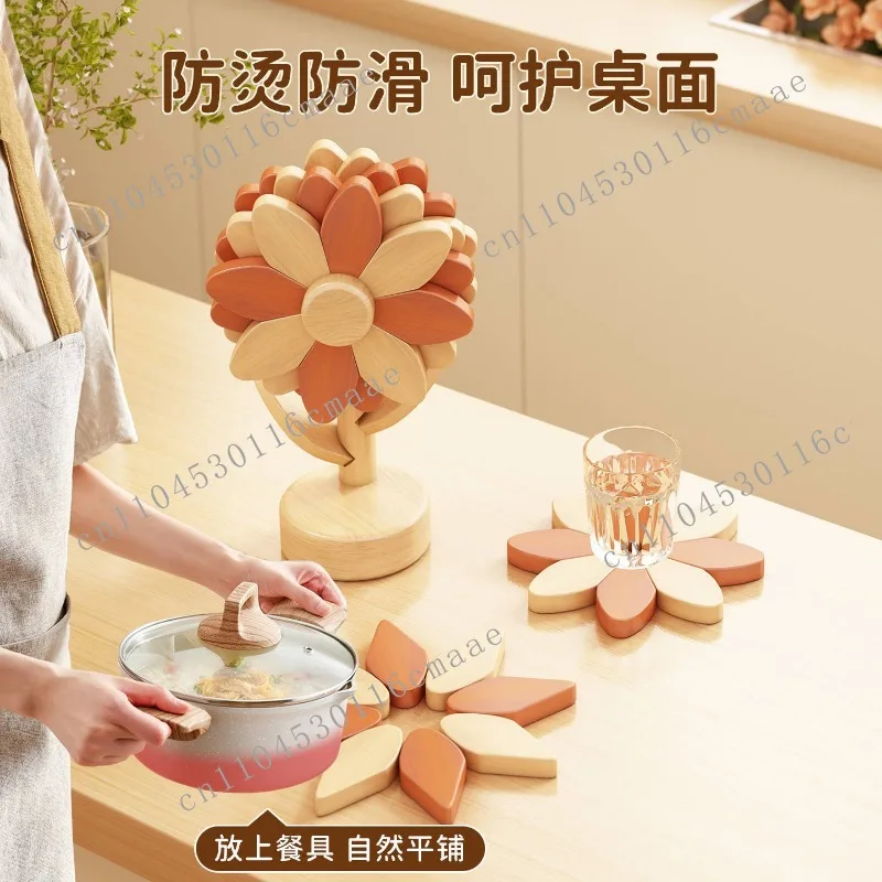 Placemat Heat Insulation Solid Wooden Kitchen Dining Table Dining Casserole Anti-scalding Pad Vegetable Plate Bowl Pad Coaster