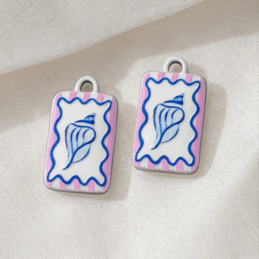2 Stück/Set Edelstahl Tier-Fisch-Muschel-Anhänger Charms für DIY Armbänder Halsketten Schmuckherstellung Zubehör Bastelzubehör – Detail 5