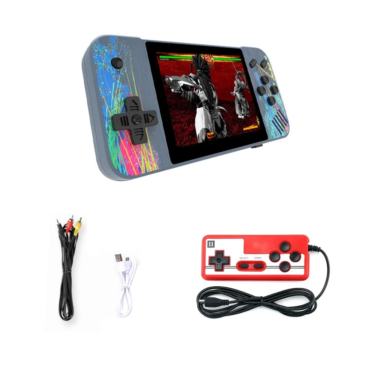 G3 Portable Retro Arcade Gamepad 800 Classic Games 3.5Inch Screen Handheld Game Console Two-Person Mode Controller(D)