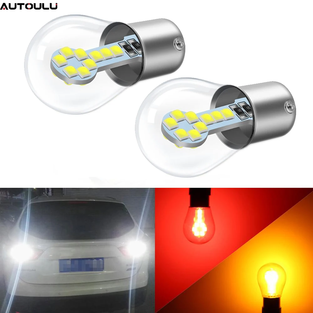 2 ampoules LED pour voiture 1156 BA15S P21W P21/5W S35 2400LM, clignotants, feux de recul, feux de freinage, rouge, blanc, jaune, 12V, pièces automobiles