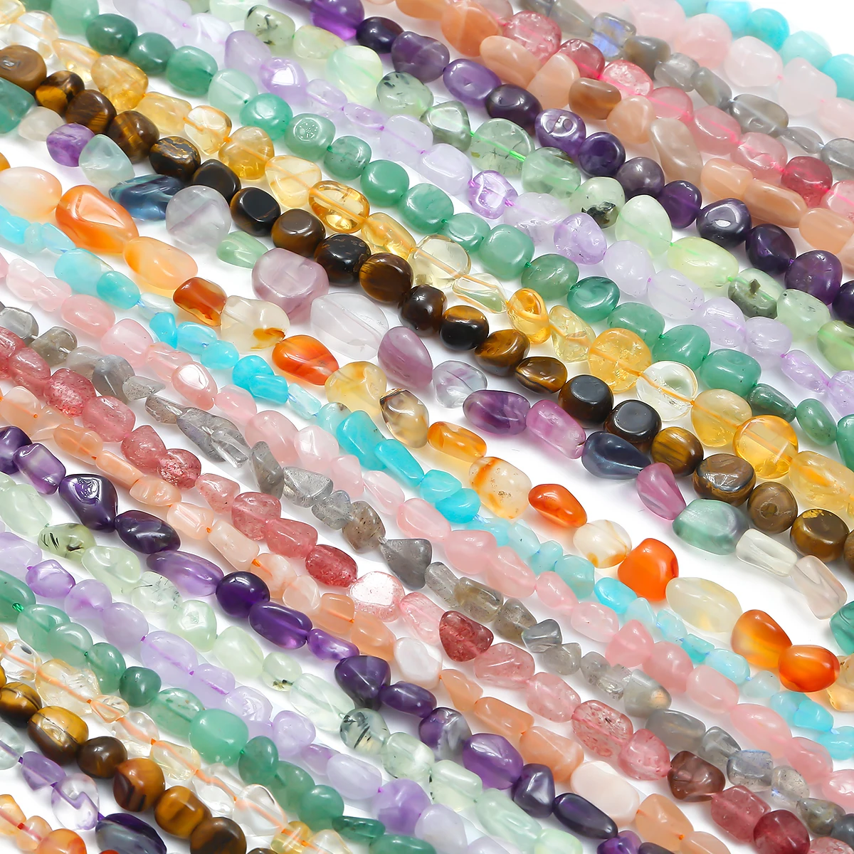 7-10mm Naturstein-Nugget Unregelmäßige Perlen Lose Abstandhalter-Kristallperlen für Schmuckherstellung DIY Halskette Armband Zubehör – Detail 5