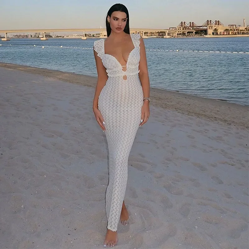 ชักเซียโอเอเล็กซ์ ไท ดีเทลเซ็กซี่คัทเอาท์ชุดเดรสปาร์ตี้คลับชุดฤดูร้อนแขนกุดชุดเดรสเสื้อคลุมใหม่