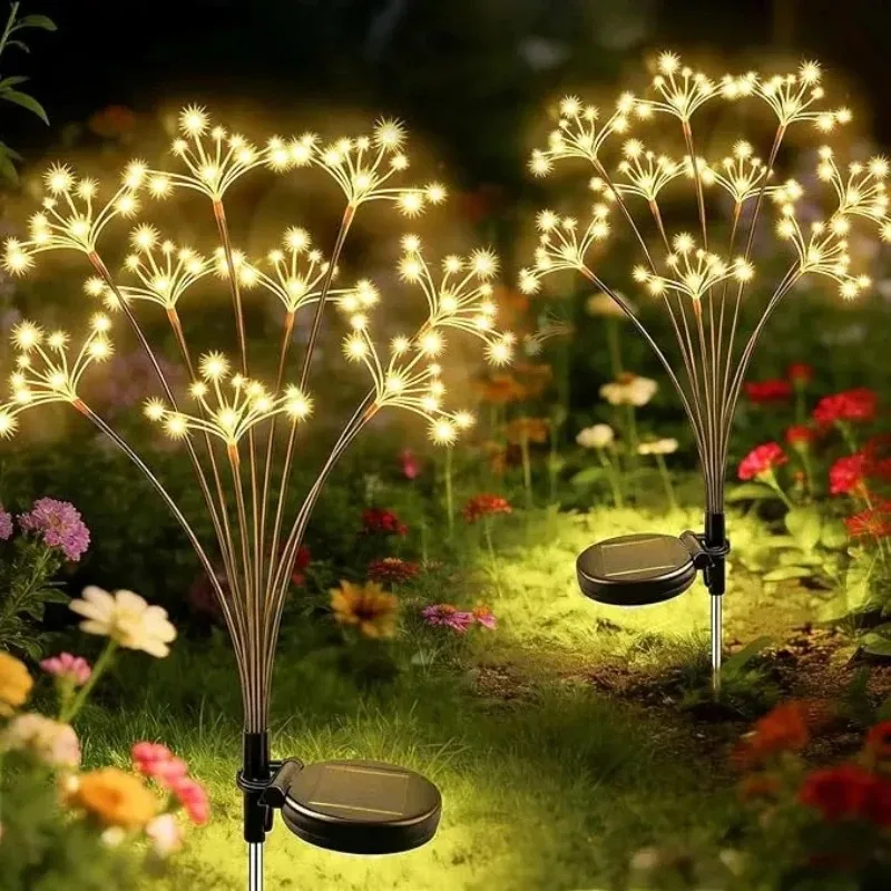Solar Firework Sway Lights, Waterproof Outdoor Flower Lamp, Warm Decorative Garden Lighting for Patio Yard Lawn