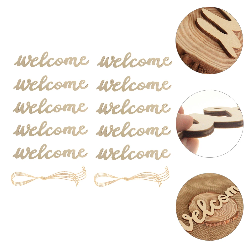 

10Pcs Creative Welcome Door Sign Wood Hanging Plaque Rustic Home Wall Decoration for Front Door Entrance Cafe Shop