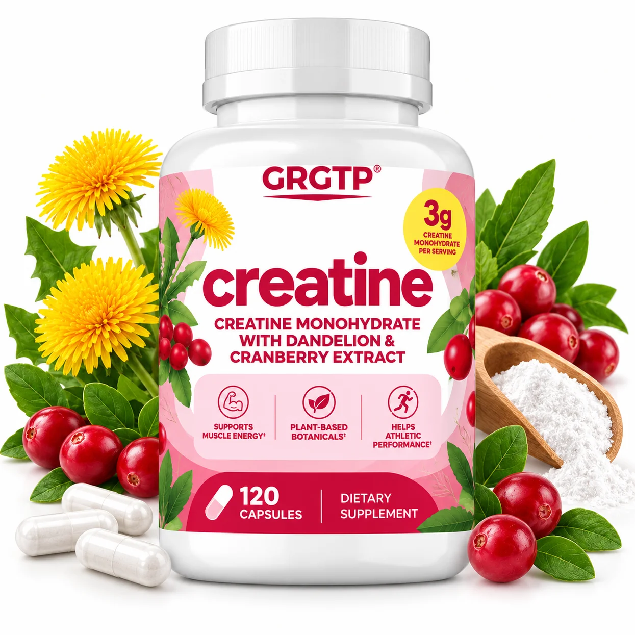 Creatine Monohydrate Capsules - Support Workout Recovery, Improve Athletic Performance, Energy, Enhance Memory and Cognitive