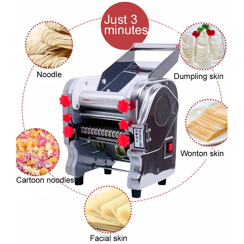 550W 110V 220V Automatic Commercial Electric Noodle Making Machine 20CM Roller Round Noodle Maker Machine