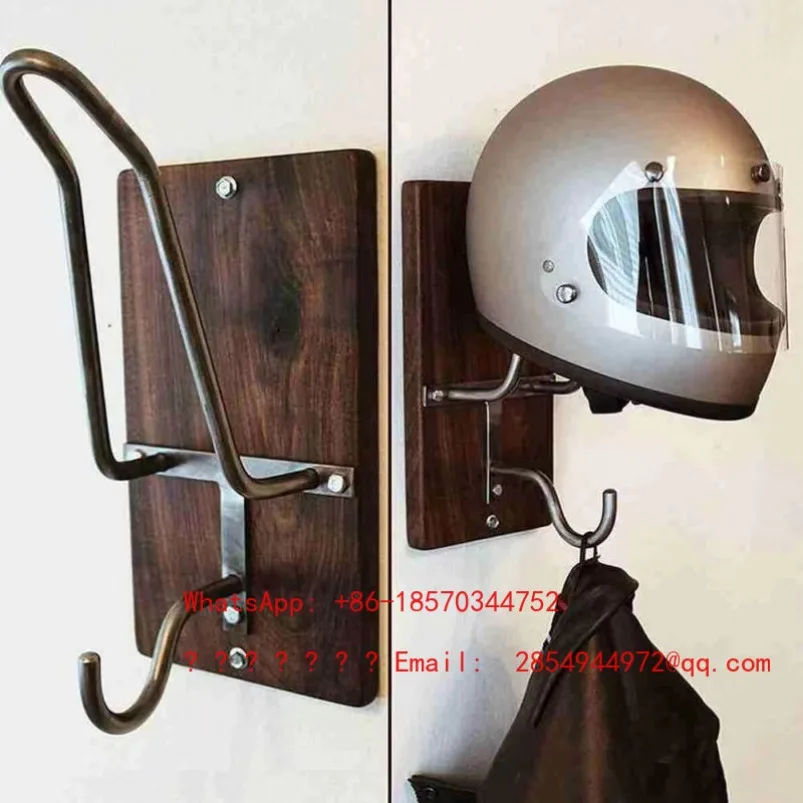 

Motorcycle Helmet Bracket, Wooden Hook, Storage Rack