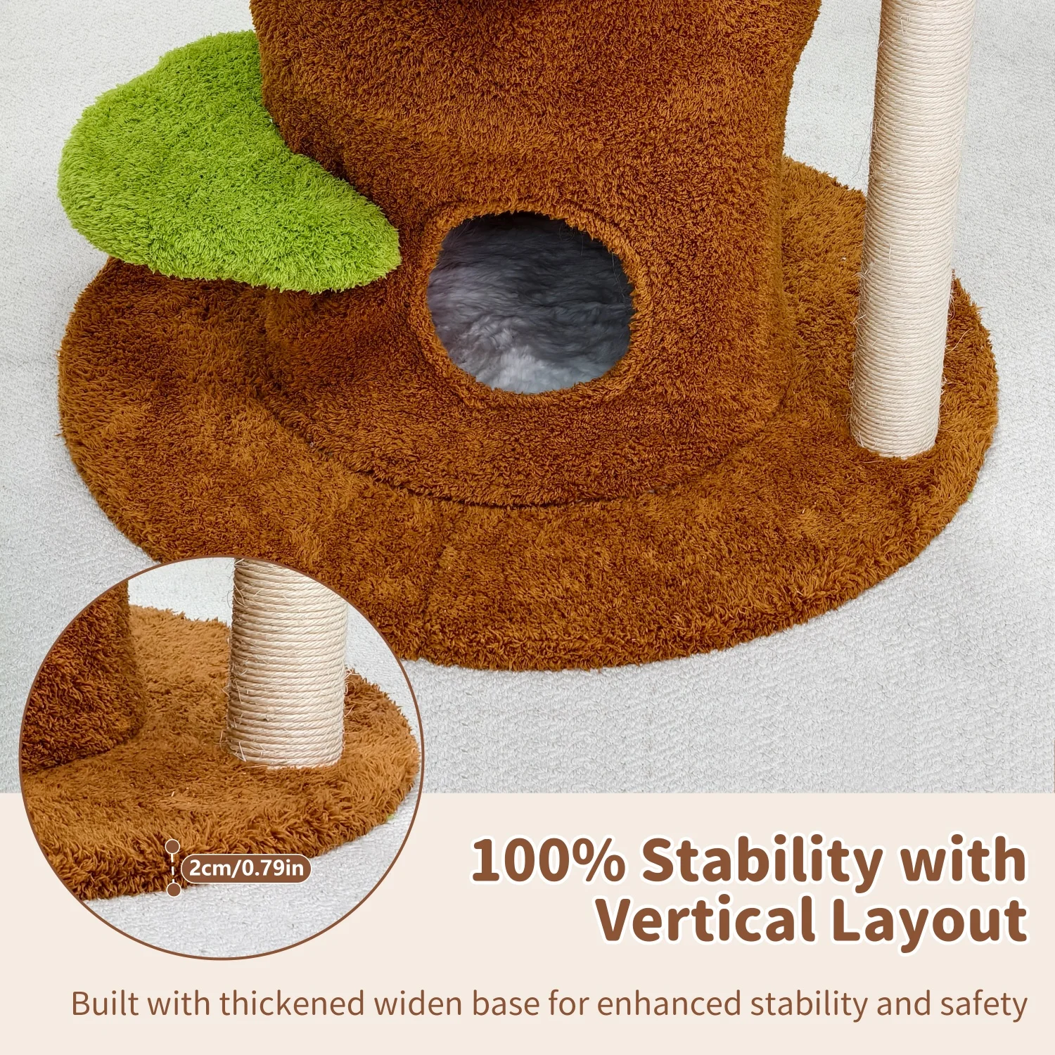 187 CM Tall Indoor Cat Tree Tower Large Vibrant Green Cat Climbing Tree Activity Tower Crown-shaped Perch Plush Stairs Cat Condo