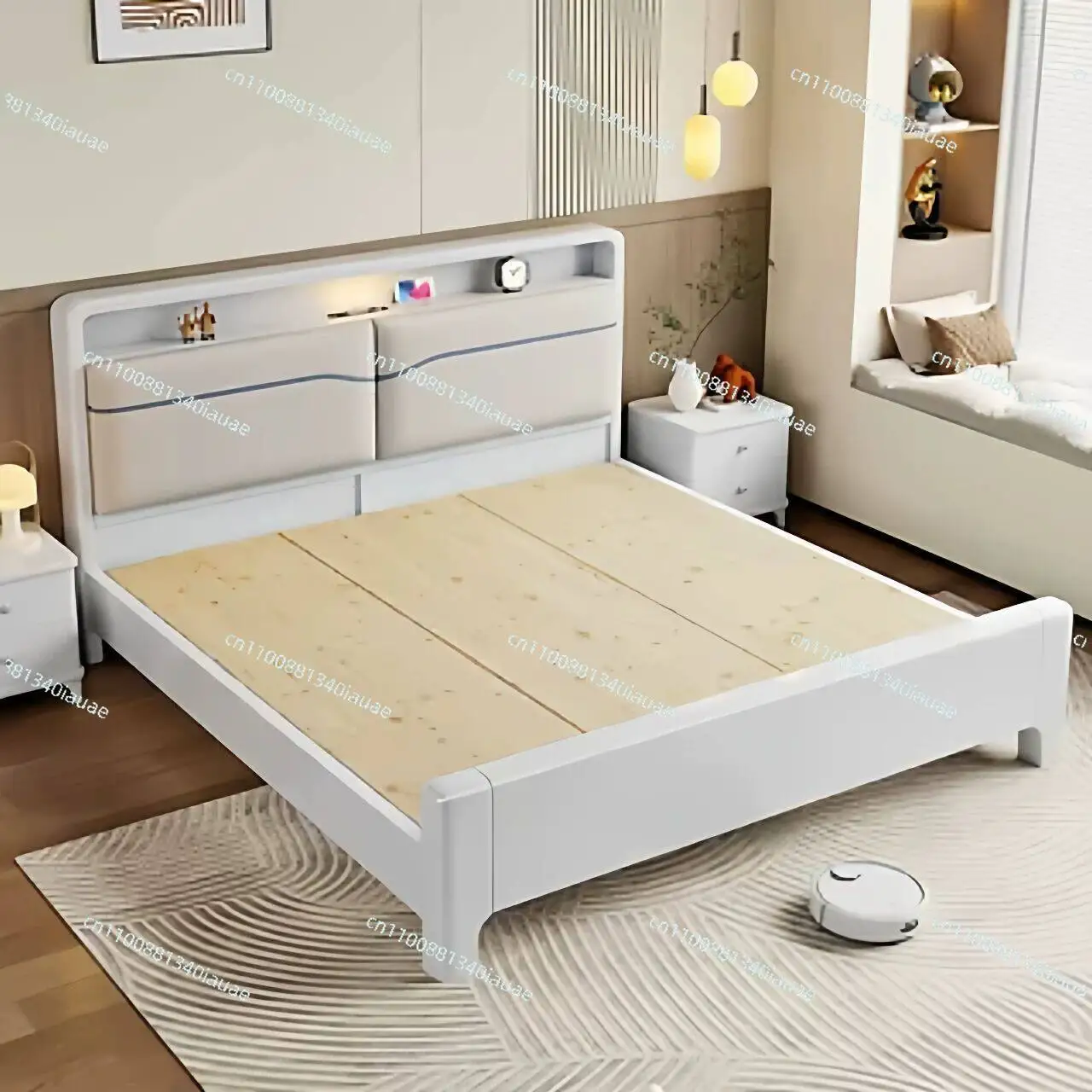 Soft Solid Wood Bed Modern Simple 1.8 Meters Master Bedroom Nordic Double Economical
