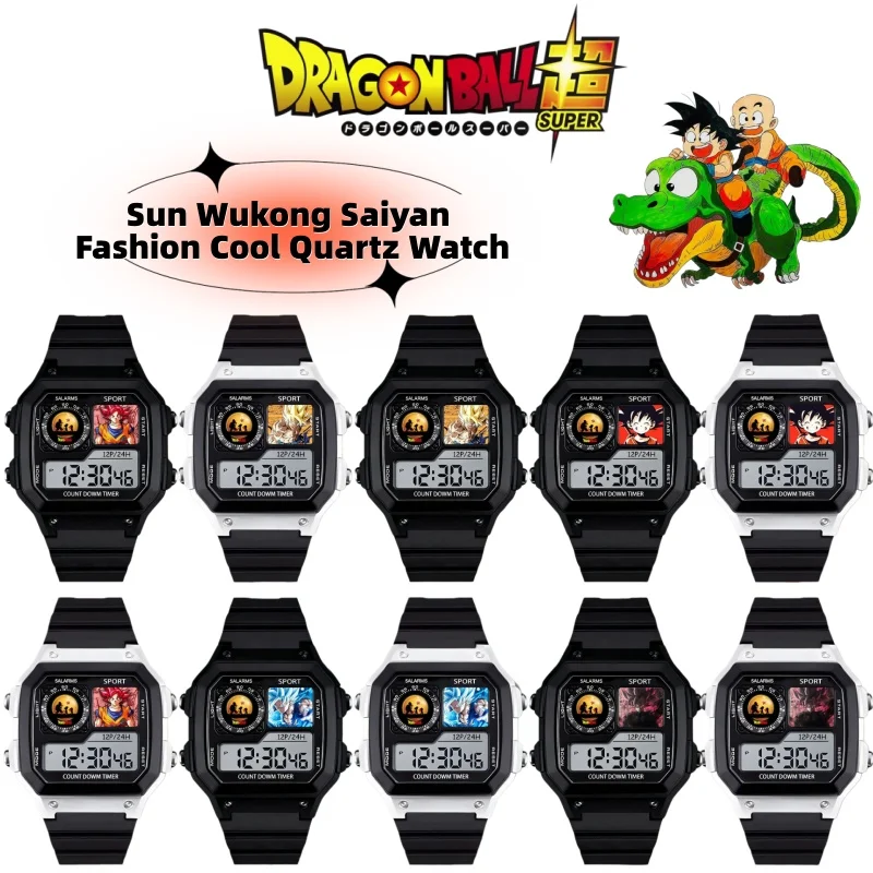 Dragon Ball Cartoon-Anime-Charakter Goku Saiyan Ultra Instinct Black Goku stilvolle coole multifunktionale wasserdichte Uhr als Geschenk