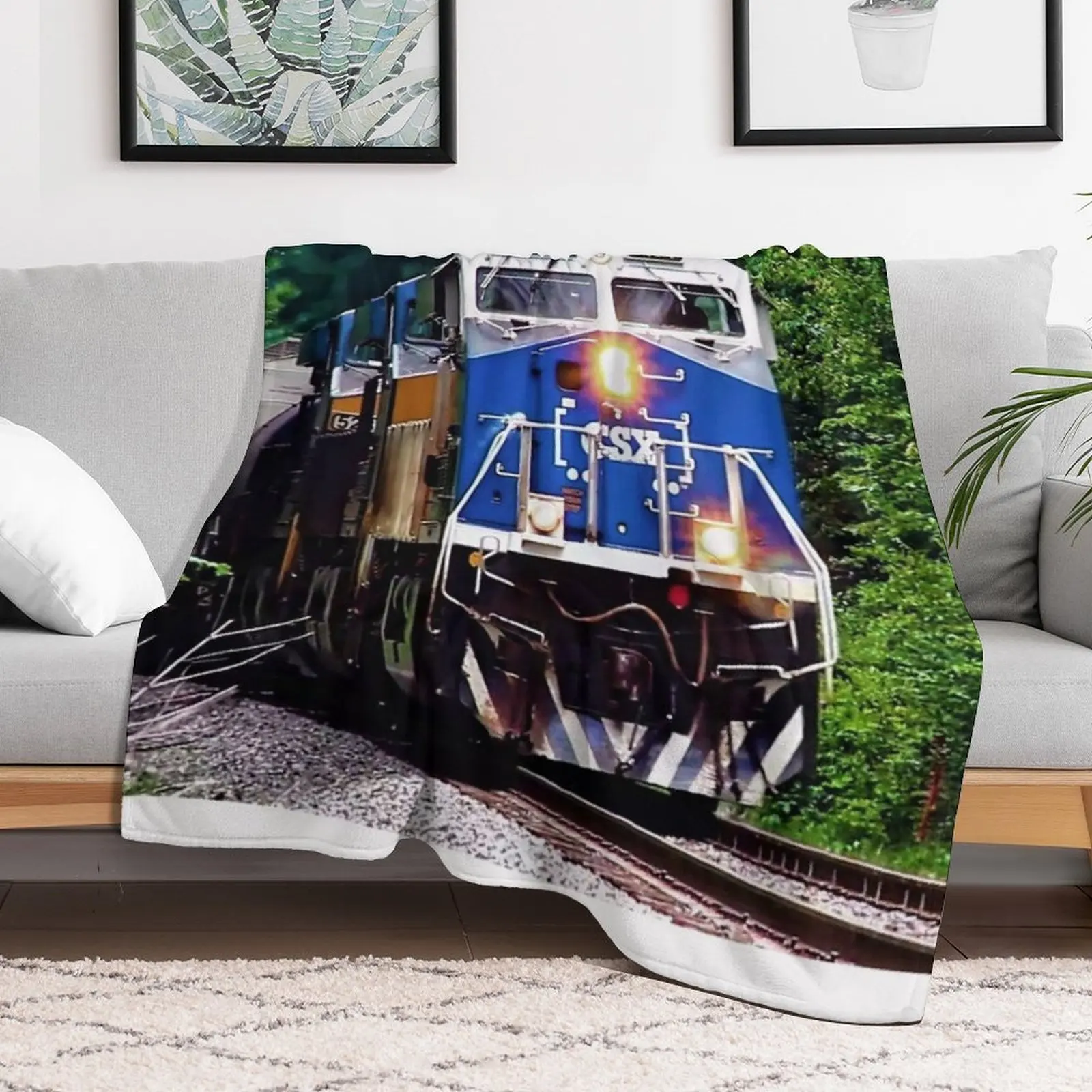 the Majestic CSX #3194 Honoring Law Enforcement Locomotive Throw Blanket Flannels Hairys Hairy Multi-Purpose Blankets