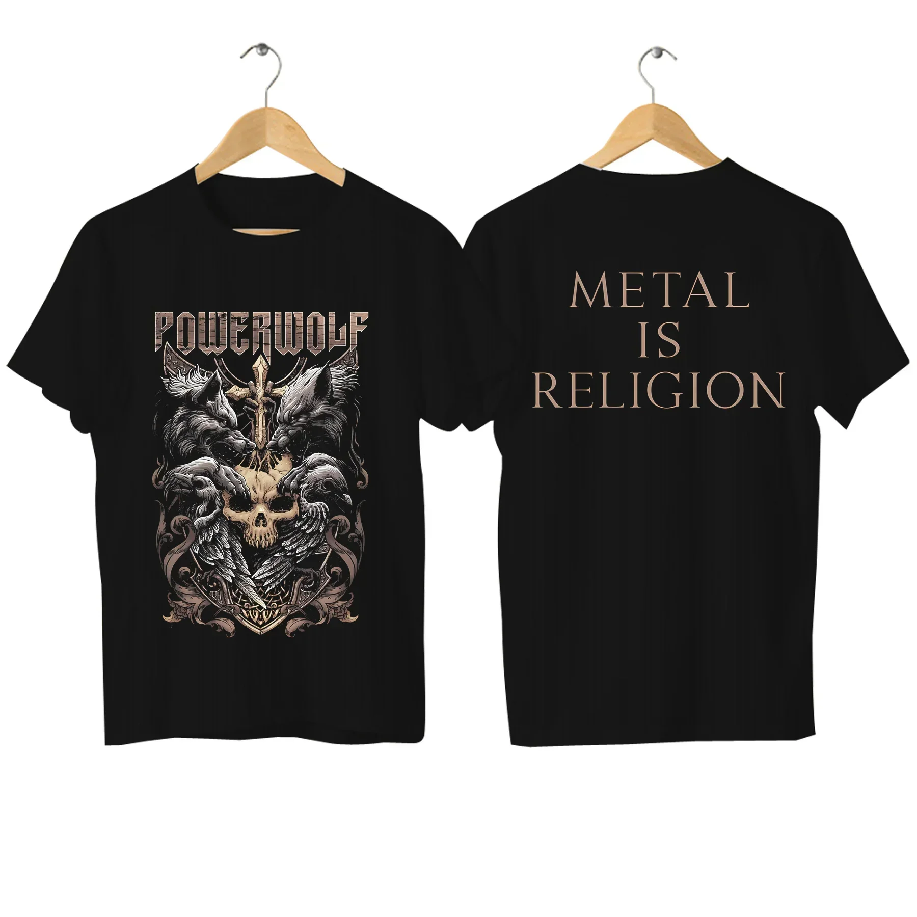 Men's Powerwolf Print T-Shirt Casual 