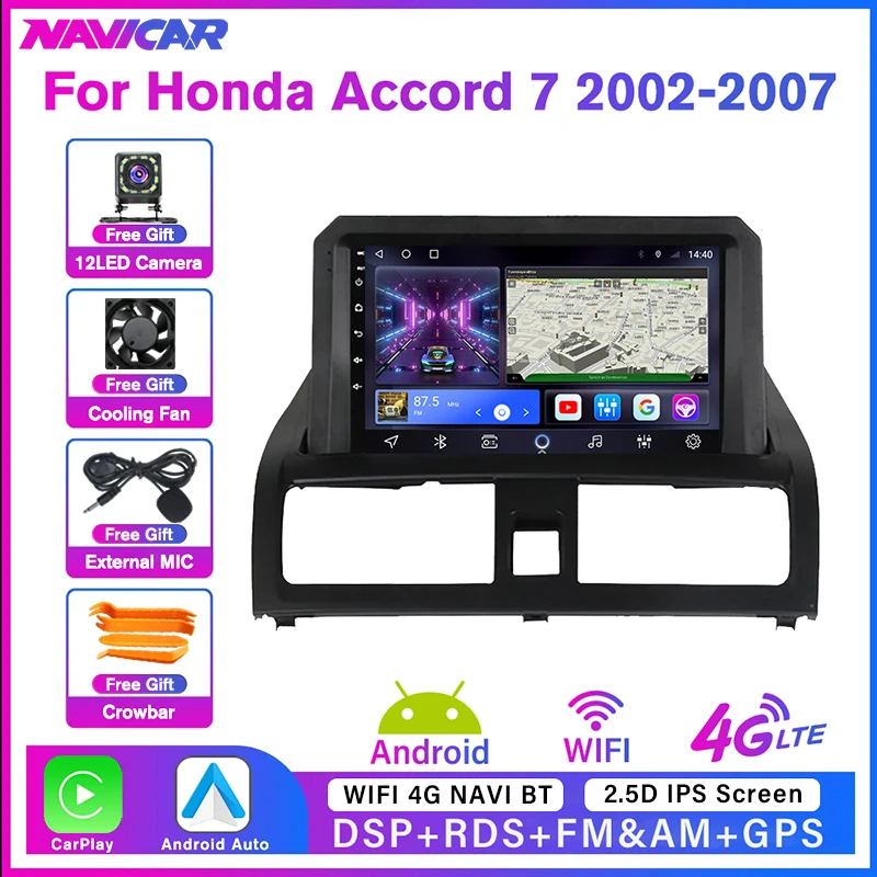 

2Din Android10.0 Car Radio For Honda Accord 7 VII 2002-2007 Auto Radio GPS Navigation Stereo Receiver Bluetooth Player Car Video