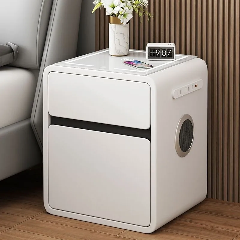 Cream wind, smart, bedside table, safe, integrated ins wind, home, bedroom, bedside