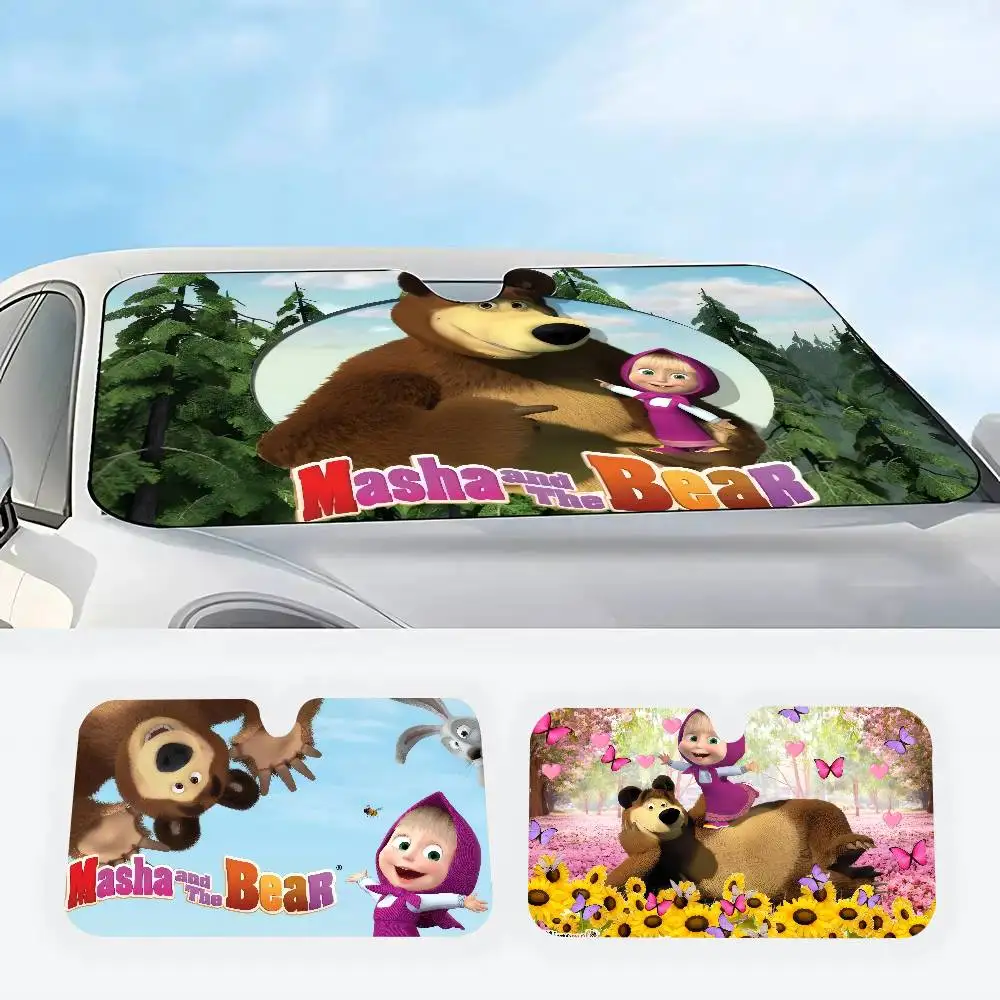

Car Sunshade Windscreen Visor Windscreen Heat Reflector Protect Car Interior Cartoon M-Masha And The B-Bear