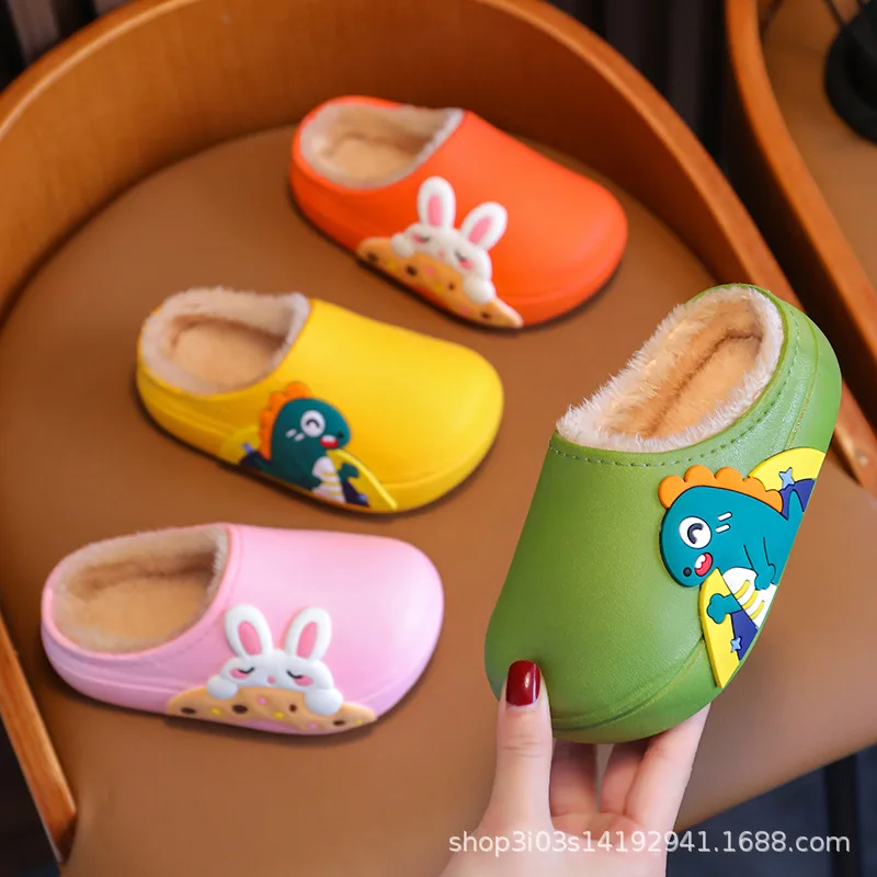 Children's cotton slippers Winter slippers Boys and girls cartoon cute warm waterproof non-slip home parent-child shoes